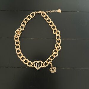 Guess 16 «  Choker Thick Link Statement Necklace W/Removable Crown Charm